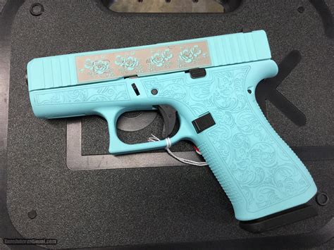 Glock 43X Custom Engraved Glock and Roses Tiffany 9mm